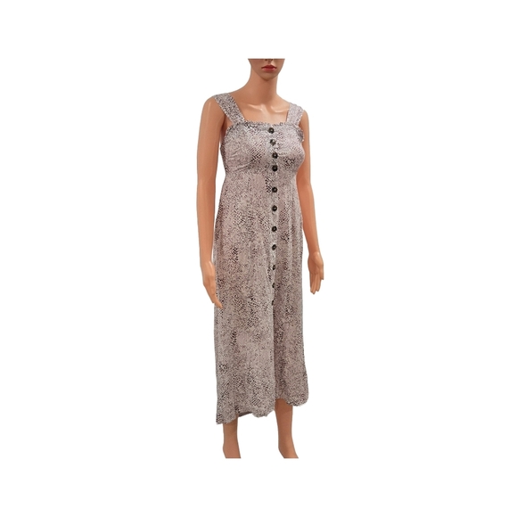 Button-Front Snakeskin Midi Dress - Picture 2 of 7